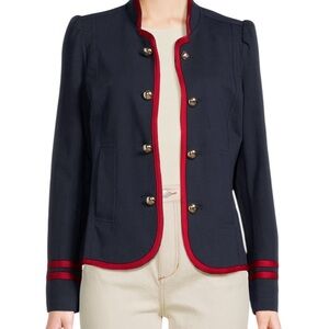 TOMMY HILFIGER Navy & Red Contrast Piped Military Blazer Classic Old Money Sz S